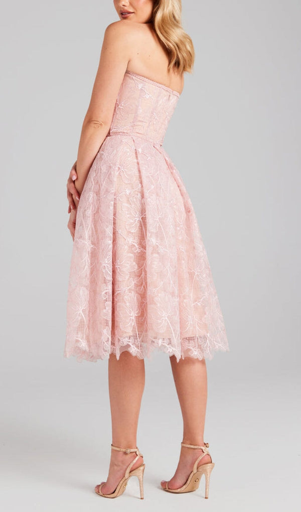 LACE BANDEAU MIDI DRESS IN PINK styleofcb 