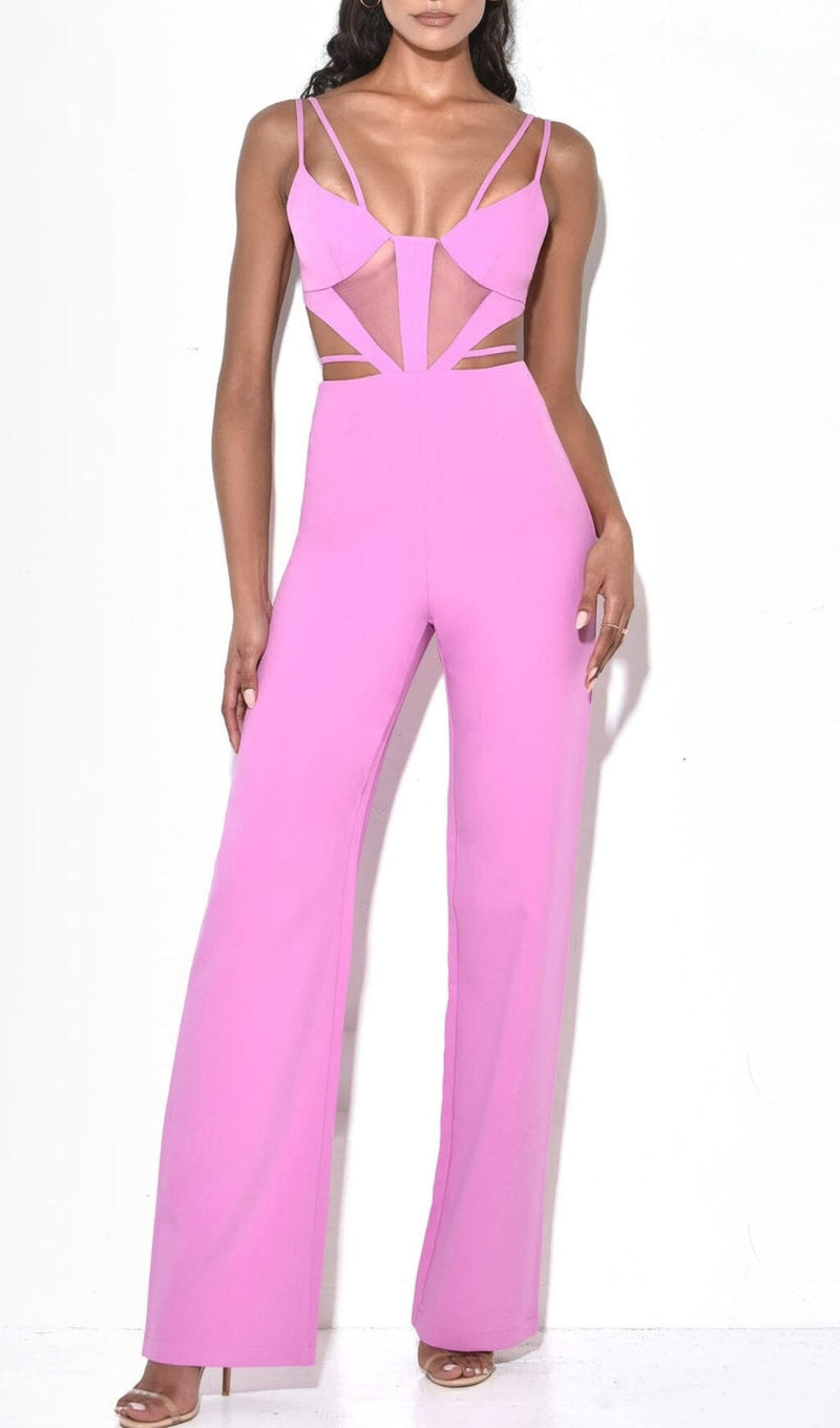 BANDAGE CUT OUT JUMPSUIT IN PINK