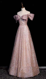 PINK SEQUIN STRAPLESS GOWN