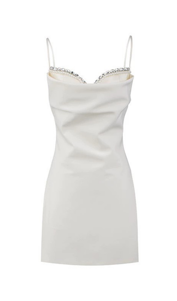 CRYSTAL CAMISOLE MINI DRESS IN WHITE