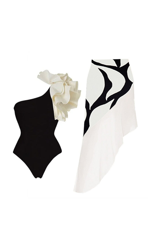 EXAGGERATED RUFFLE SWIMSUIT IN BLACK styleofcb 