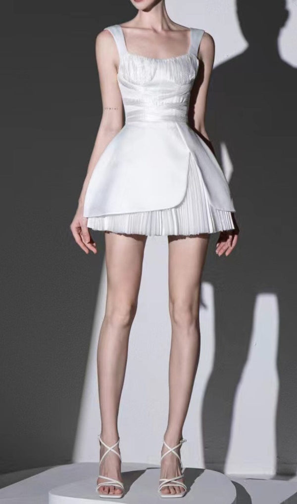 Square Neck Mini Dress In White sis label 