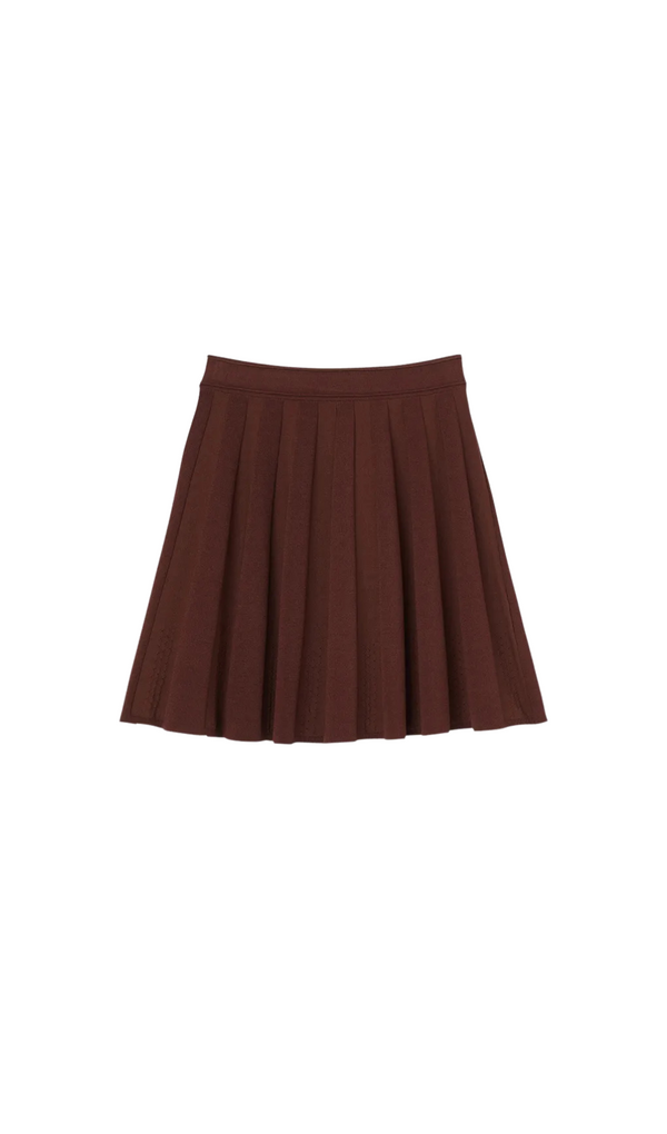 GLASS PLEATED RIBBED KNIT SKIRT