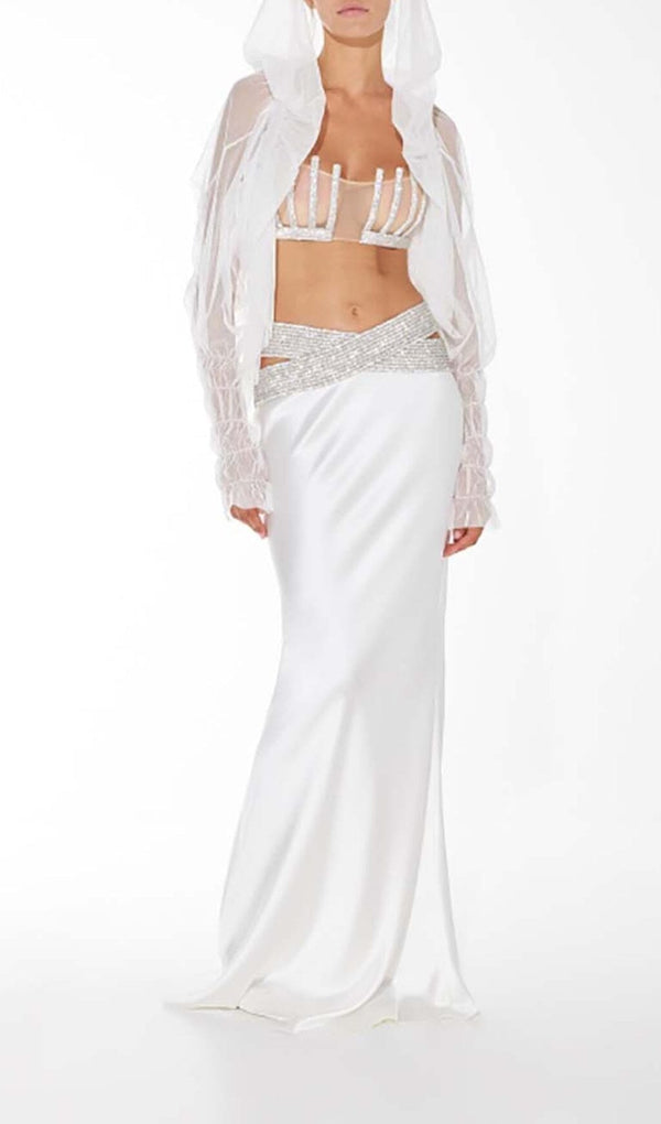 EMBELLISHED PERSPECTIVE TWO PIECE SET IN WHITE