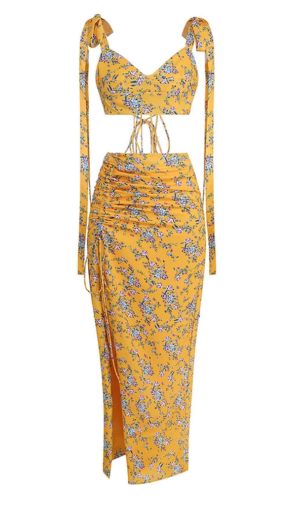 FLORAL DESIGN TWO PIECE SET IN YELLOW