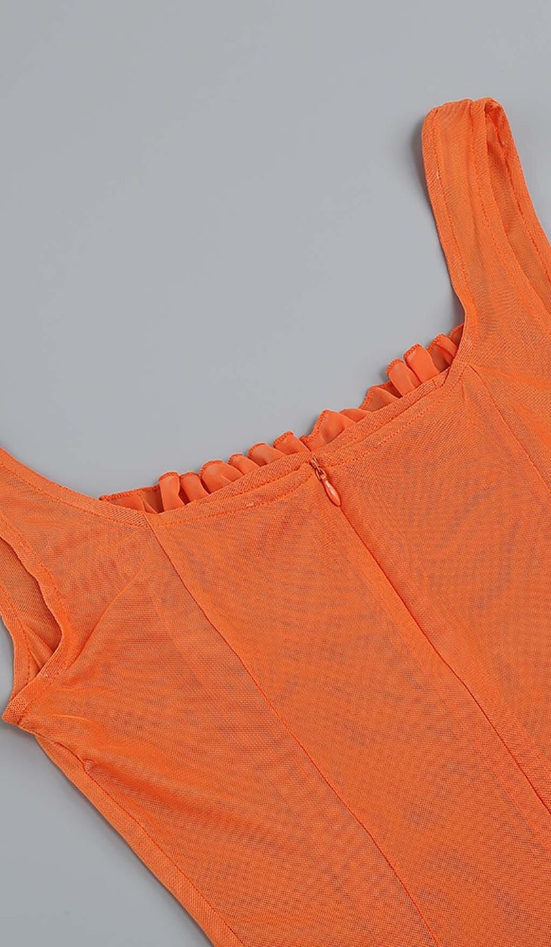 SHEER RUFFLED MAXI DRESS IN ORANGE-SIS LABEL NEW STYLE DRESS FREE ...