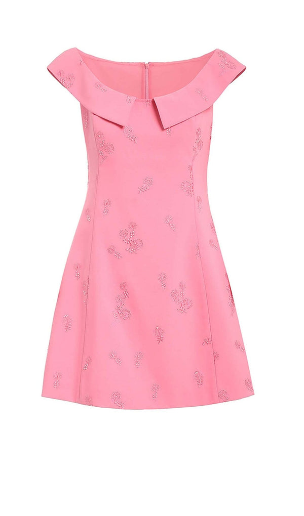 SLEEVELESS EMBROIDERED MINI DRESS IN PINK