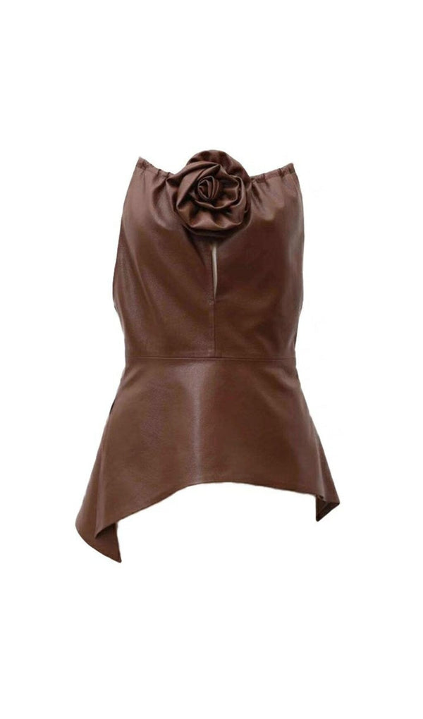 LEATHER FLOWER TOP Tops styleofcb 