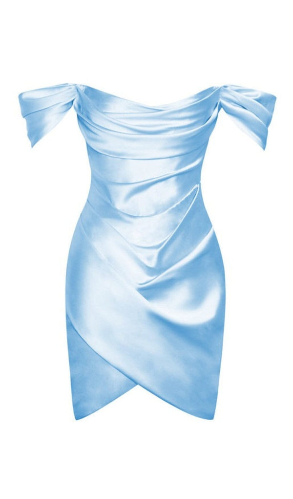 BABY BLUE OFF SHOULDER SATIN CORSET DRESS Dresses styleofcb 