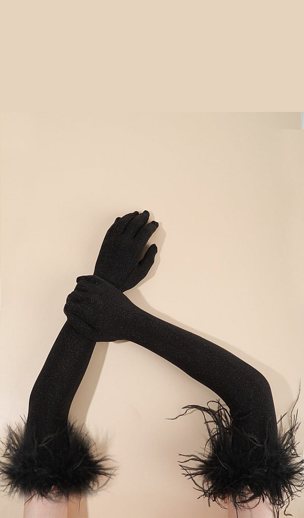 BLACK FEATHER GLOVES