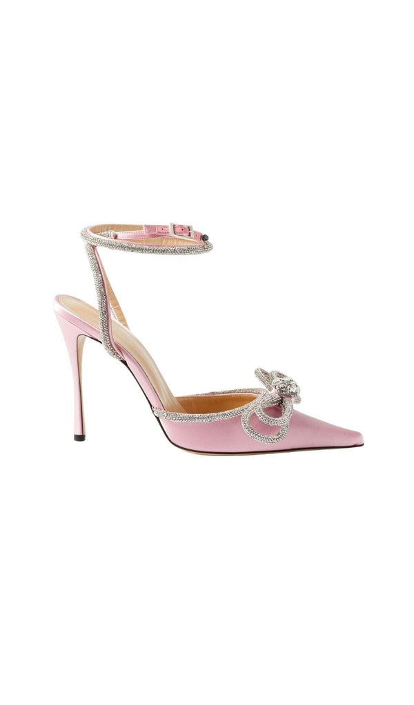 BOW CRYSTAL SATIN HEELS IN BLUSH Shoes styleofcb 