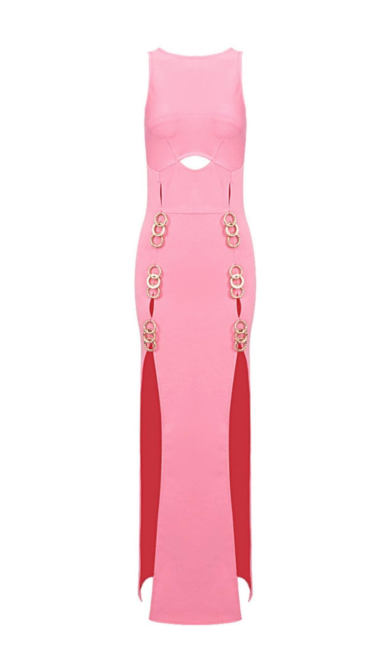 STRAPLESS CUT OUT MAXI DRESS IN PINK