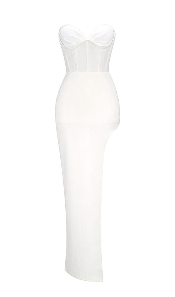 STRAPLESS GAUZE MAXI DRESS IN WHITE Dresses styleofcb 