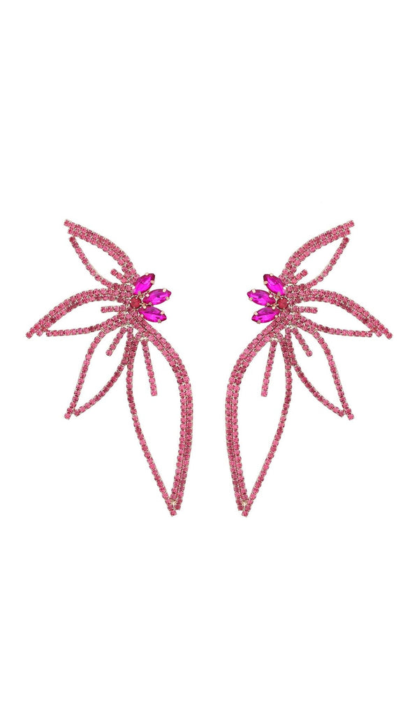 CRYSTAL FLOWER EARRINGS IN PINK