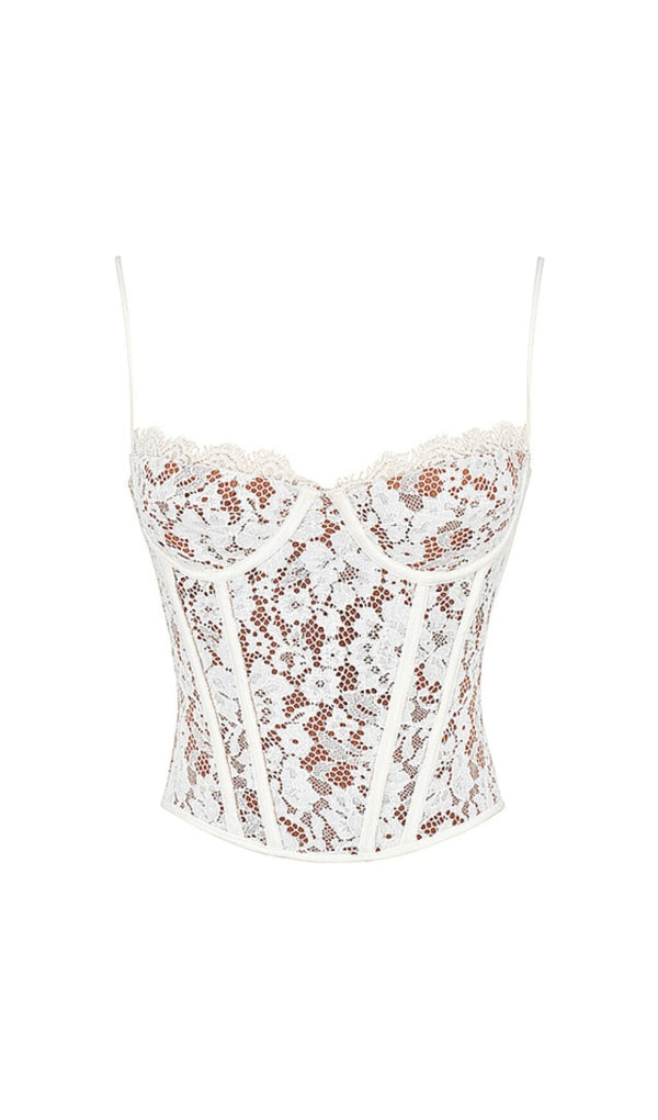 MILA IVORY LACE UNDERWIRED CORSET TOP Tops styleofcb 