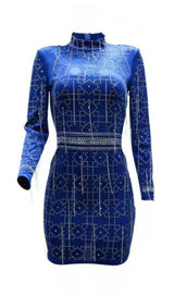 Deep Blue Velvet Mini Dress
