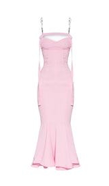 STRAPY SLIM MAXI DRESS IN PINK