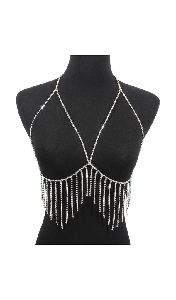 TASSEL AND DIAMOND CHEST CHAIN IN SILVER