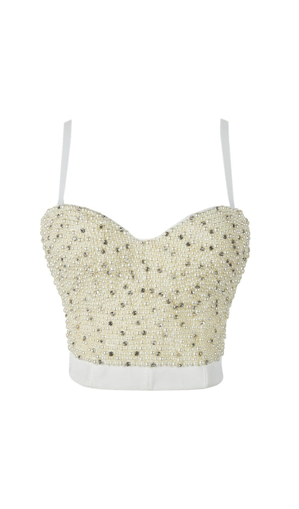 PEARL EMBELLISHED CORSET TOP IN WHITE Tops sis label 