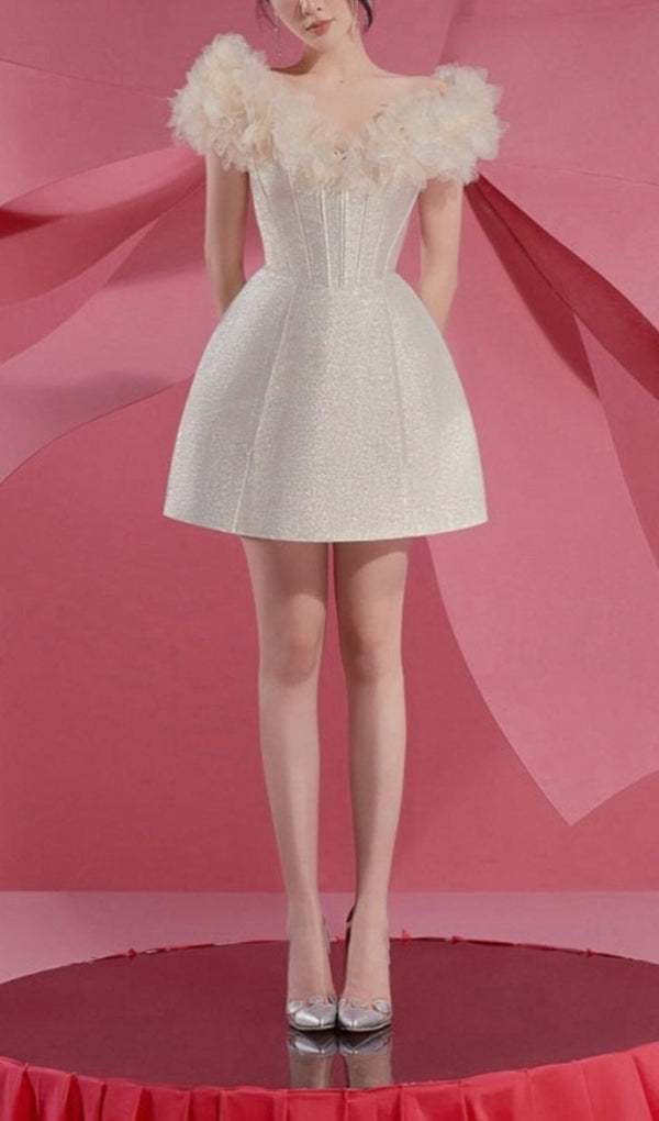 3D FLORAL ONE-SHOULDER MINI DRESS sis label 