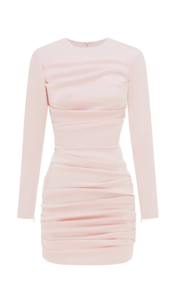 PLEATED SLIM-FIT DRESS IN NUDE PINK