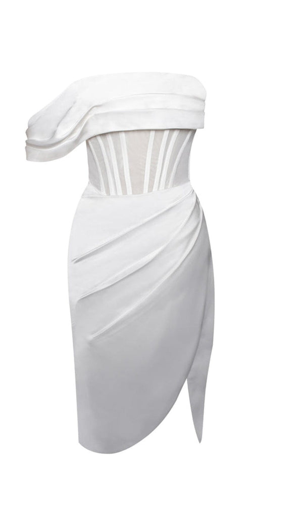 SABRINA WHITE MESH SATIN CORSET DRESS