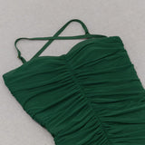 RUCHED MIDI DRESS IN GREEN