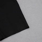 LOW-CUT FLORAL SPLICING SLIT DRESS IN BLACK