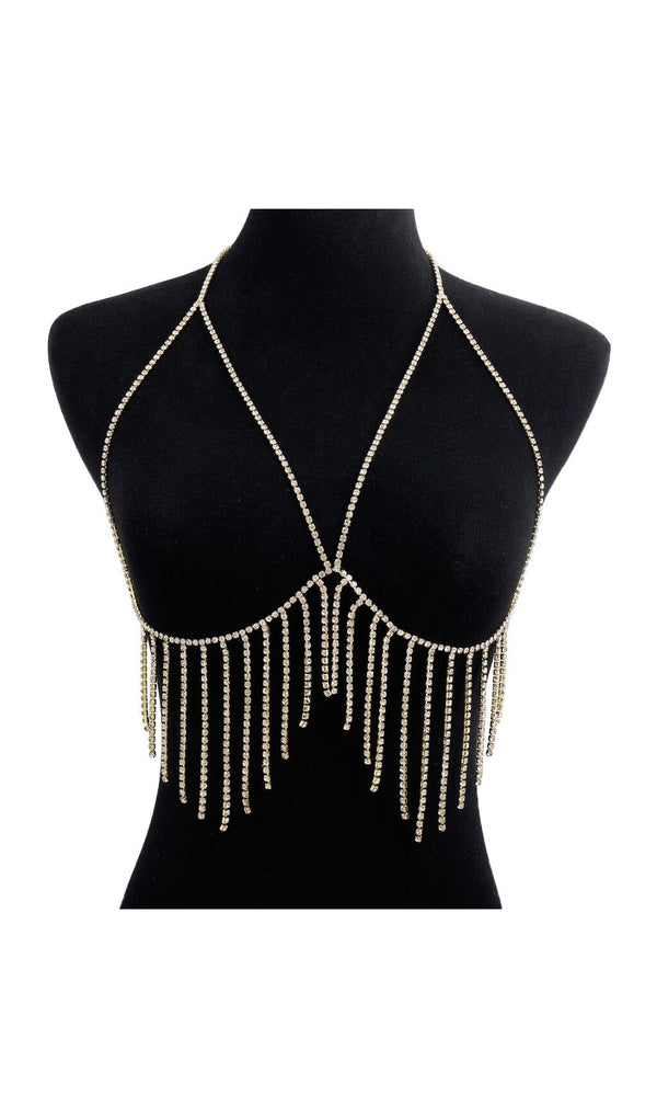 TASSEL AND DIAMOND CHEST CHAIN IN GOLD
