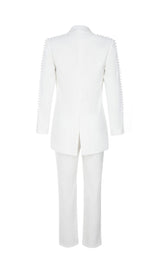PEARL-DECORATED SUIT IN WHITE