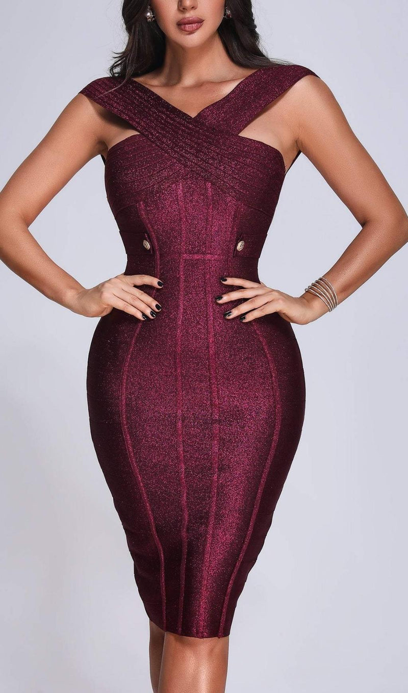 BANDAGE CUT OUT MIDI DRESS IN PINK