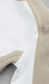 BANDAGE SLIM SPLICE TWO PIECE WRAP DRESS IN APRICOT WHITE