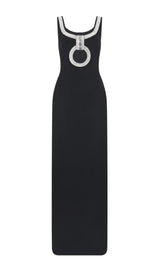 CUT OUT BANDAGE MAXI DRESS IN BLACK