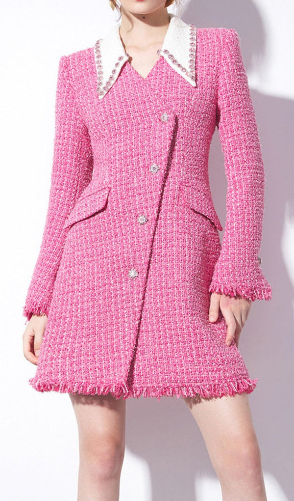 PINK HEAVY BEADED SMALL FRAGRANT WOOLEN JACKET sis label 