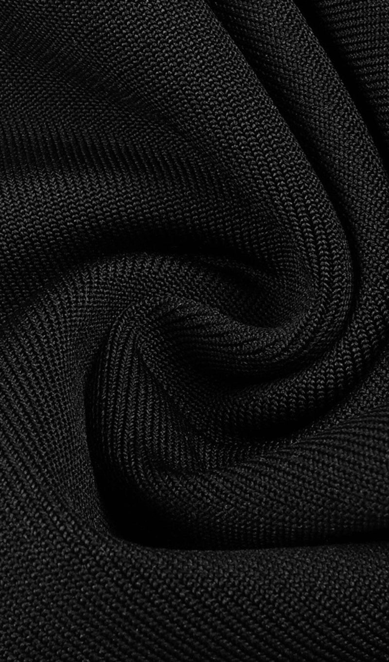 STRAPLESS STRAPPY SLIT DRESS IN BLACK