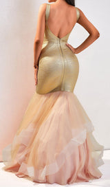 BODYCON BACKLESS MAXI DRESS IN GOLD