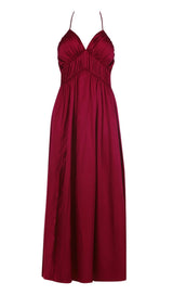 BANDAGE RUCHED MAXI DRESS IN RED