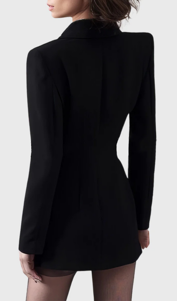 TAILORED BLAZER DRESS WITH LEATHER BLACK