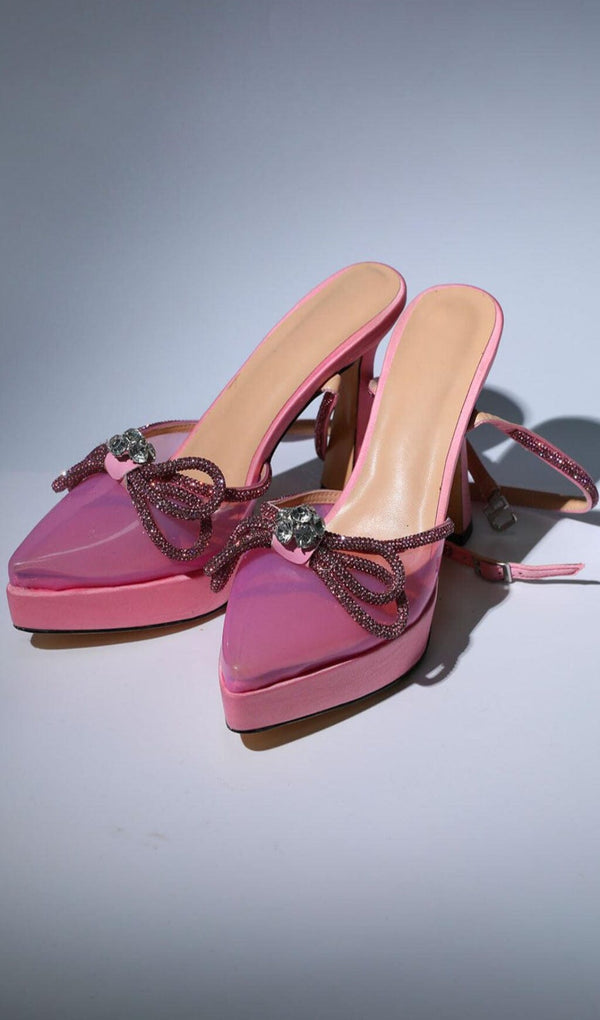 BOW CRYSTAL HEELS IN PINK Shoes styleofcb 