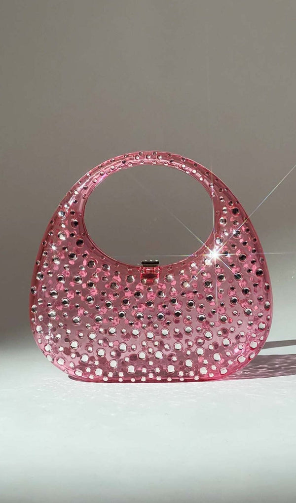 CLEAR EMBELLISHED BAG IN PINK Bags styleofcb 