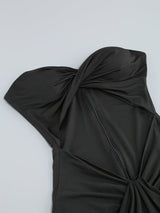 BANDEAU DRAPE MAXI DRESS IN BLACK
