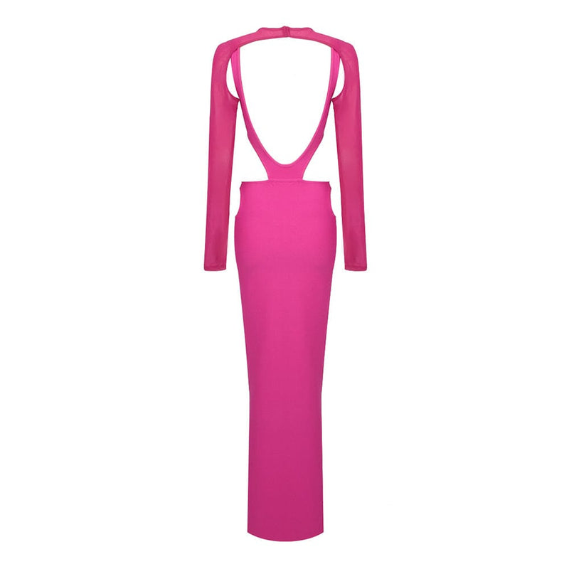 CUT OUT HIP WRAP MIDI DRESS IN PINK
