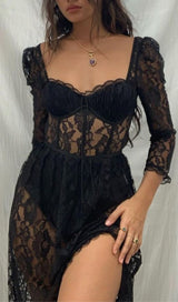 BLACK LACE SPLIT MAXI DRESS Dresses styleofcb 