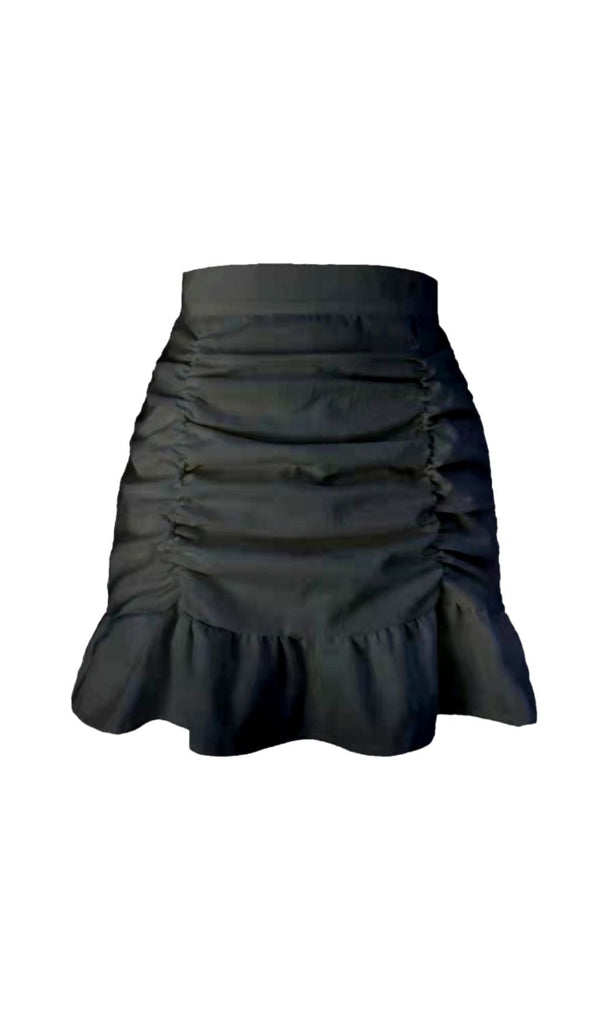 BLACK RUFFLE PLEATED MINI SKIRT Skirts styleofcb S BLACK 