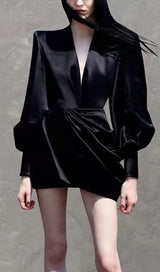 BLACK STAIN DEEP V-NECK MINI DRESS Dresses styleofcb 