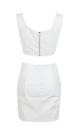 CRYSTAL LEATHER TWO PIECE SET IN WHITE Dresses styleofcb 