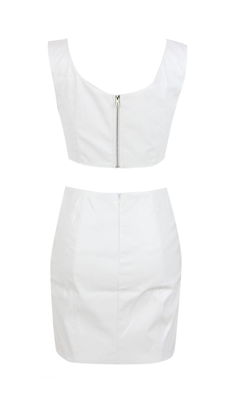CRYSTAL LEATHER TWO PIECE SET IN WHITE Dresses styleofcb 