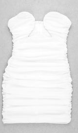 CUT-OUT RUCHED BODYCON MINI DRESS IN WHITE styleofcb 