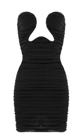 CUT-OUT RUCHED BODYCON MINI DRESS IN WHITE styleofcb XS BLACK 