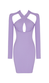 Collar hollow open back knitted dress styleofcb PURPLE XS 